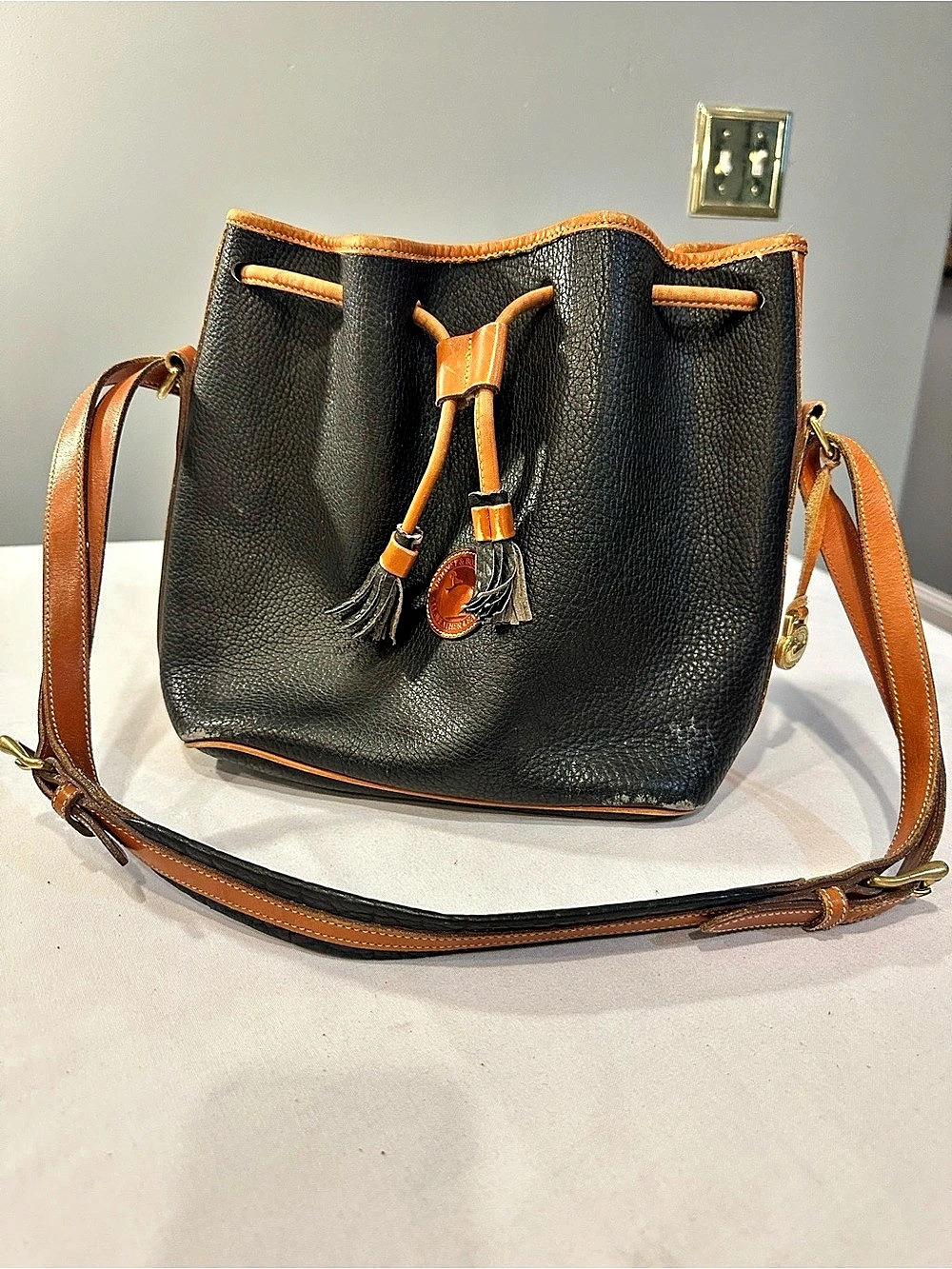 Dooney & Bourke All-Weather Leather Drawstring Bucket Bag